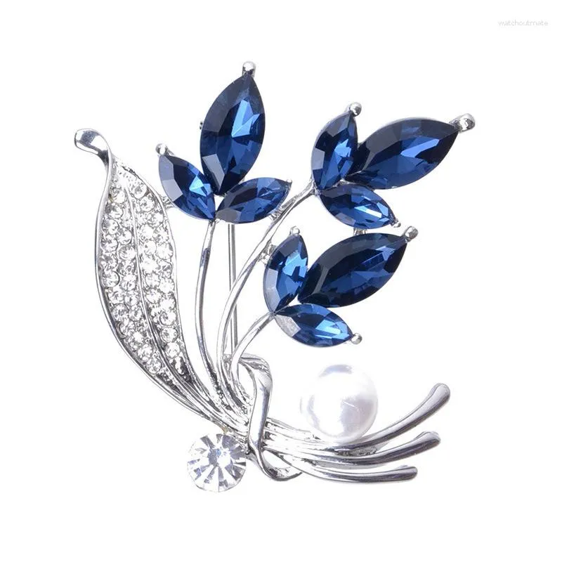 Broches Flores De Diamantes De Diamantes Broche Bouquet Blue Crystal  Corsage Pins Broches Para Ropa Mujer Regalo Para Mujeres Niñas De 14,5 €