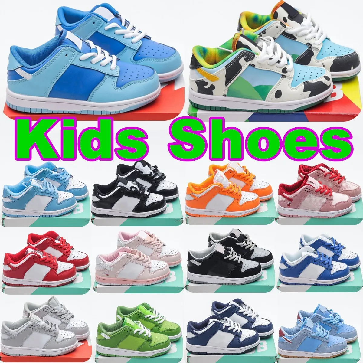 Kutu Toddler Panda Çocuk Tasarımcı Ayakkabı Spor ayakkabı kızlar kızlar tıknaz pembe mavi düşük yürümeye başlayan çocuklar kaykay çocuk ayakkabı çocuk çocuk spor ayakkabı