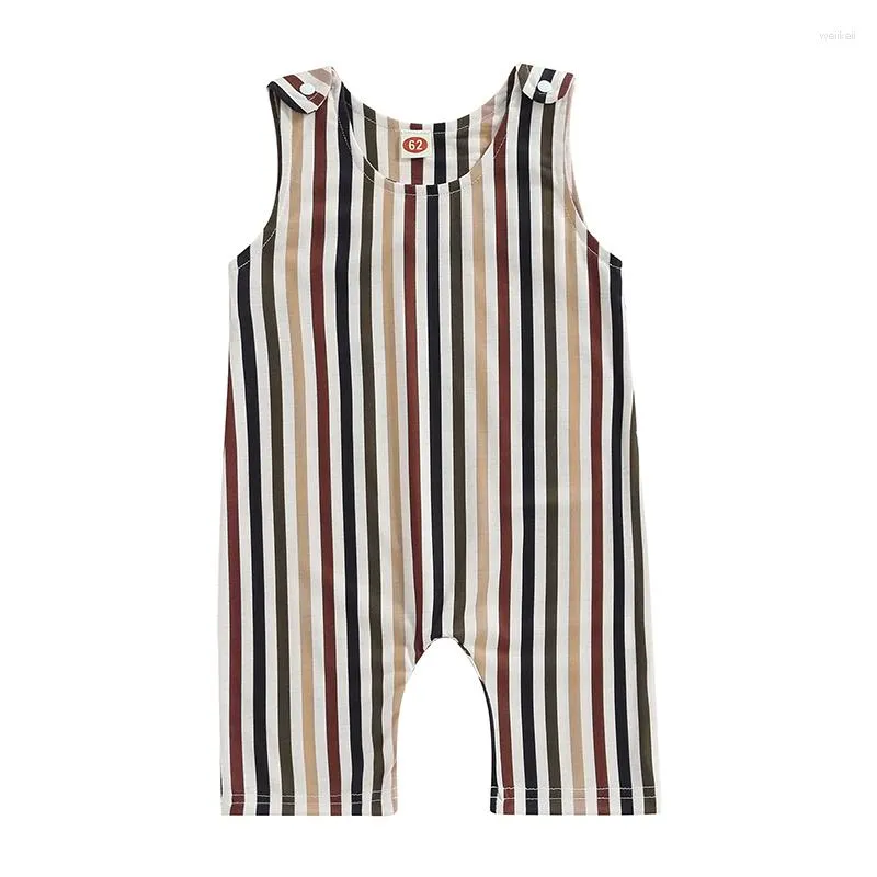 Giyim Setleri Bebek Bebek Erkek Kız Kız Romper Stripe Timsah Kuş Bulutları Baskı Kolsuz Snap Kapatma Tulumları Yaz Günlük Bodysuits