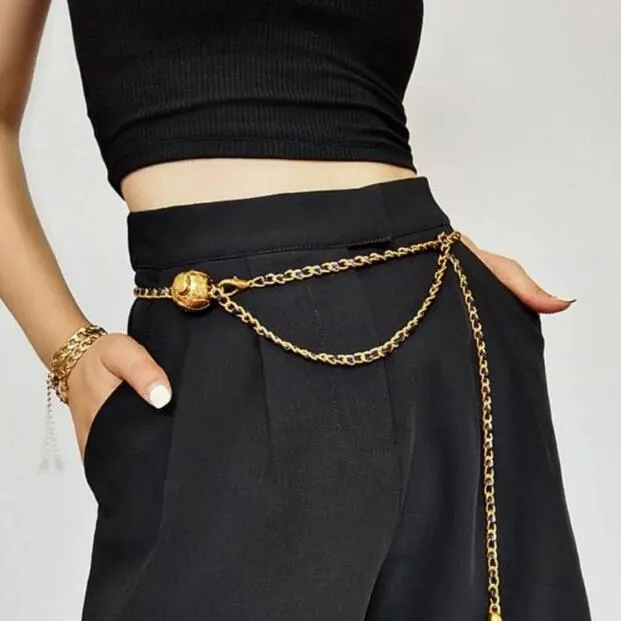 Fashion Luxury Belts Slim Fit Design Party Waist Strap Gold silver Chain Belt Metal Waistband Trouser Dress