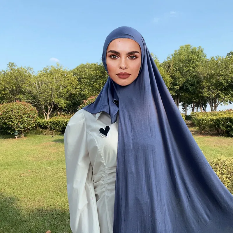 Bandanas Durag Mujeres musulmanas sin pin Pin Instant Algodón Premio Jersey Hijab Shawls Good Stitching Head Buff Wrap Ladies Bufandas 175x85 cm 230815