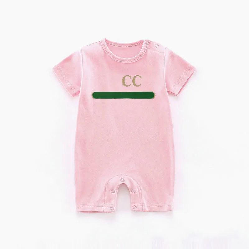 Stokta Yeni doğan bebek atlayıcılar kızlar ve erkek pamuklu giysiler tasarımcısı klasik mektup baskı bebek romper çocuk pijamalar