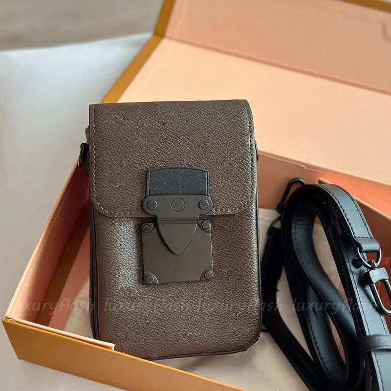 Erkek tasarımcı crossbody çantalar moda kilit dikey mini telefon çantası yeni 23ss kadın omuz çapraz vücut