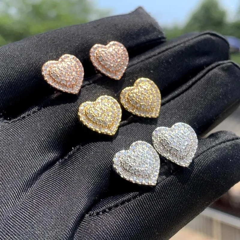 Stud Earrings 2023 Arrived Fashion Gold Plated Round CZ Style Selling Heart Shaped Design Square Zircon Men Women Jewelry
