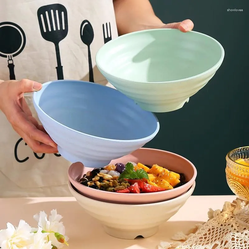 그릇 큰 일본 라운드 크리에이티브 풀 밀가루 가정 상업용 플라스틱 안티 드롭 수프 그릇 Wonton 만두