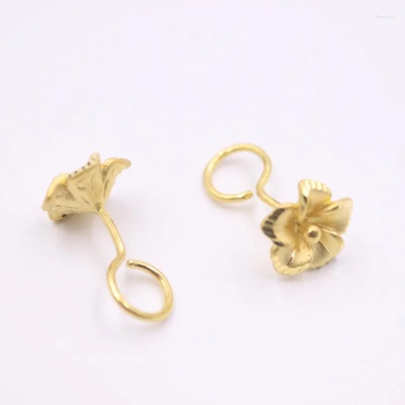 Stud Earrings Solid Pure 24Kt Yellow Gold Women Flower 1.9-2.1g 17x10mm