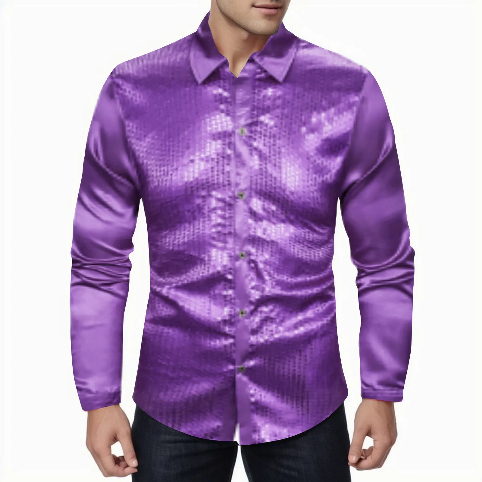 Mens metallic dress shirt top