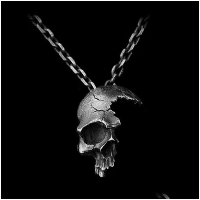 Pendant Necklaces Men Womens Personality Half Skl Necklace Antique Sier Copper Gothic Jewelry Wholesale In0528 Drop Delivery Pendants Dhofy