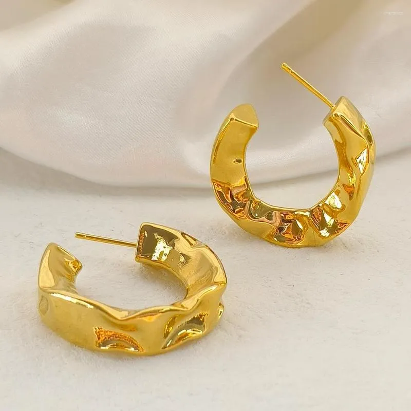 Studörhängen Trending Big Minimalist Geometric Statement Copper Gold Color Hoop Tarnish Free Temperament Charm Ear Jewelry