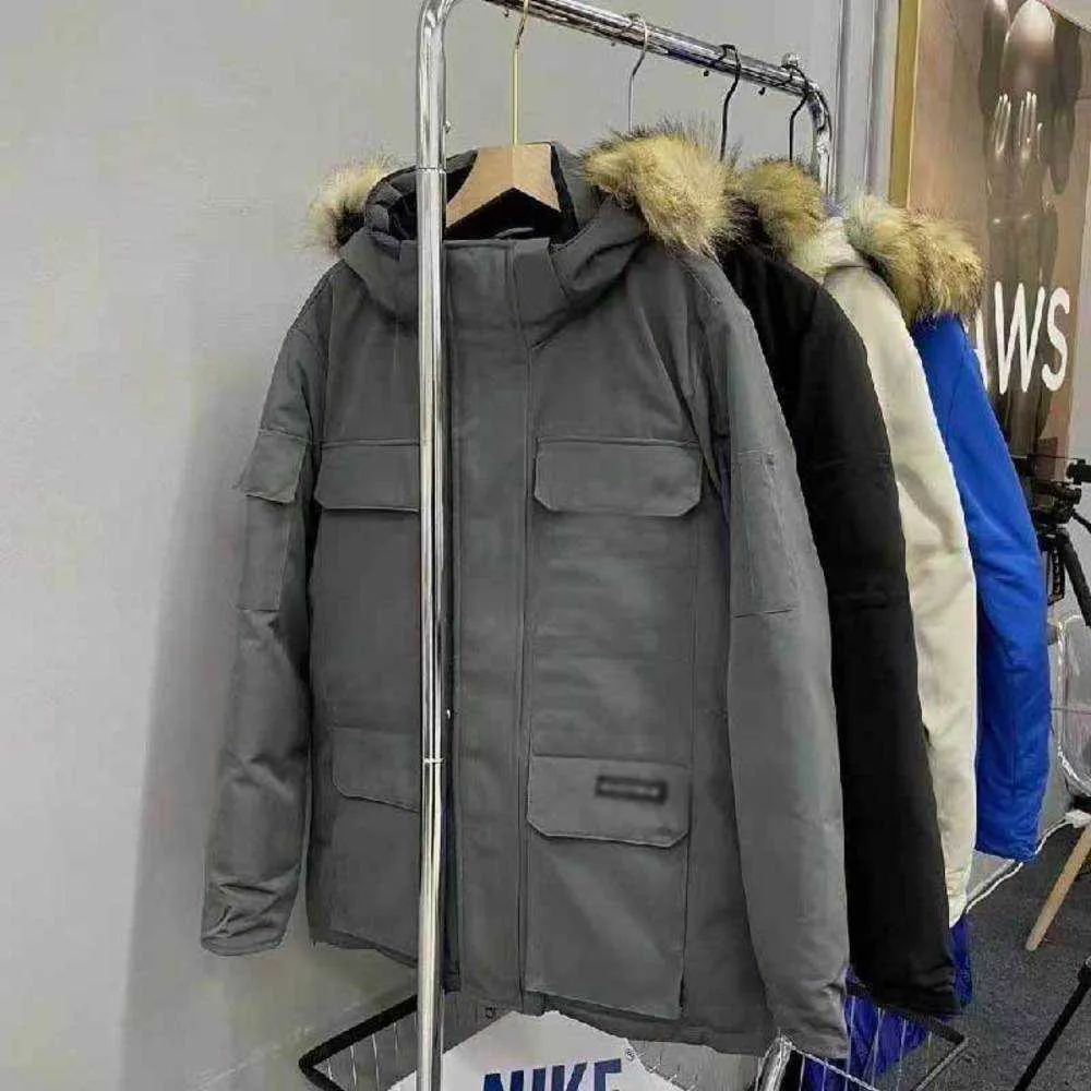 Erkek aşağı ceket kanada puffer ceket parka kapüşmeli desen epauleur nakış moda 08 keşif ceketleri kaz çift ekstra kalın kışlar0fs