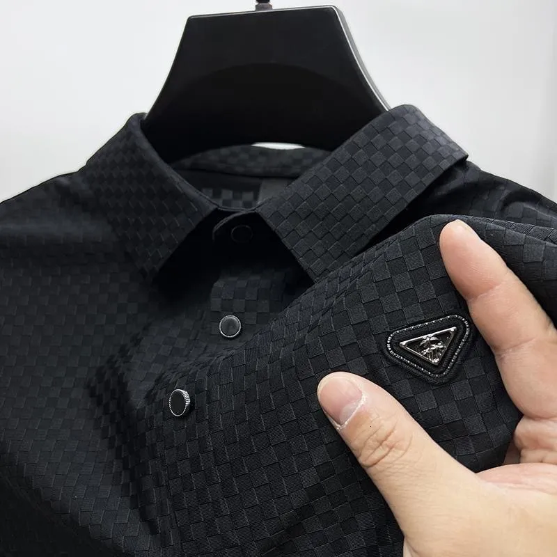 High End Mens Ice Silk Waggle Golf Shirts With Seamless Letter ...