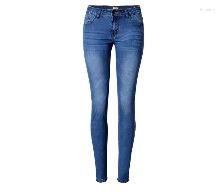 Women's Jeans Low Waist Elasticity Skinny Femme Classic Vintage Bleached Plus Size Push Up Jean Women Fashion Blue Pencil Demin Pants