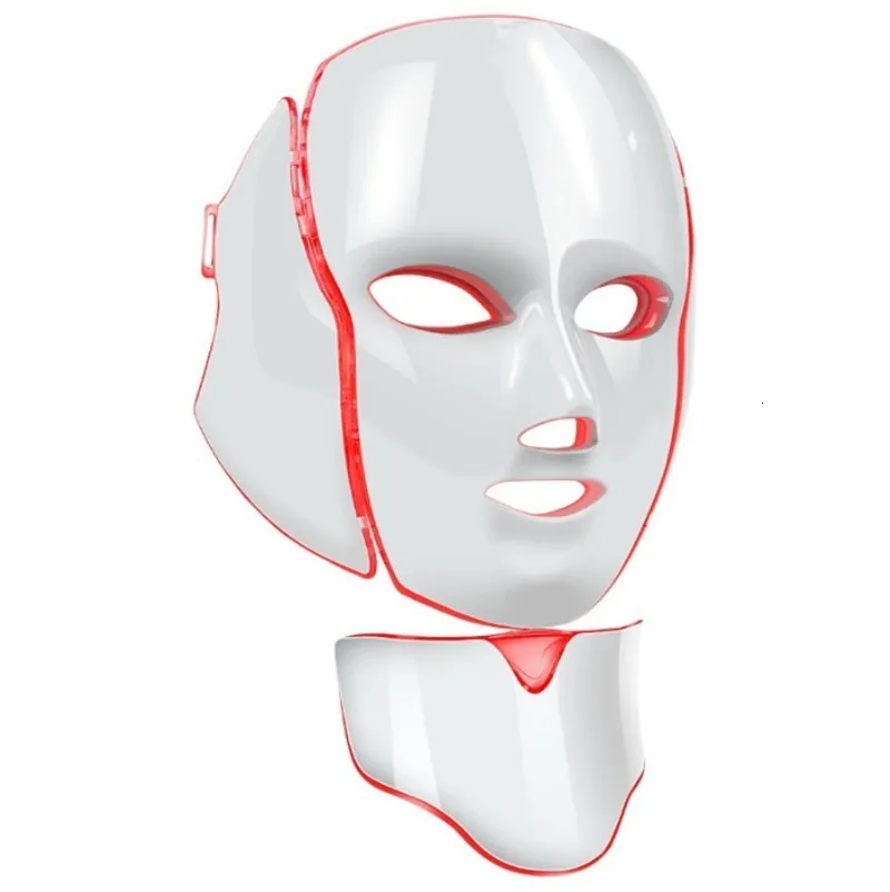 FACE MASSAGERS MASCA DE LED DIREITO 7 Cores Aparelho de máscara Micro Electric Pon rejuvenescimento Máscara de LED do pescoço 230815