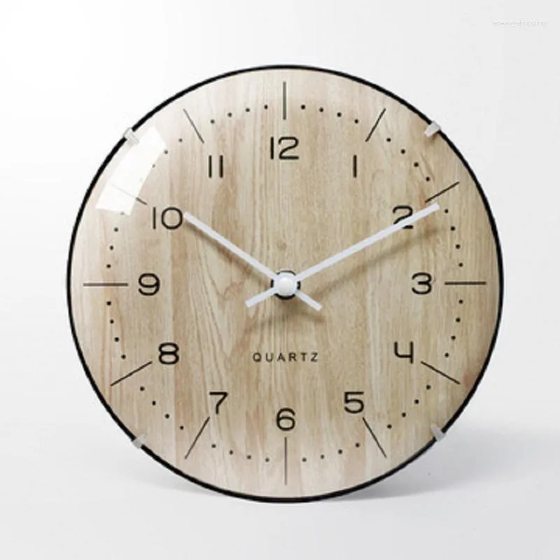 Relógios de parede Relógio de vidro curvo Dual Design moderno Grain de madeira Luxo recolhido Relloj pared Decorative Lar Room Bedroom Decoração em casa