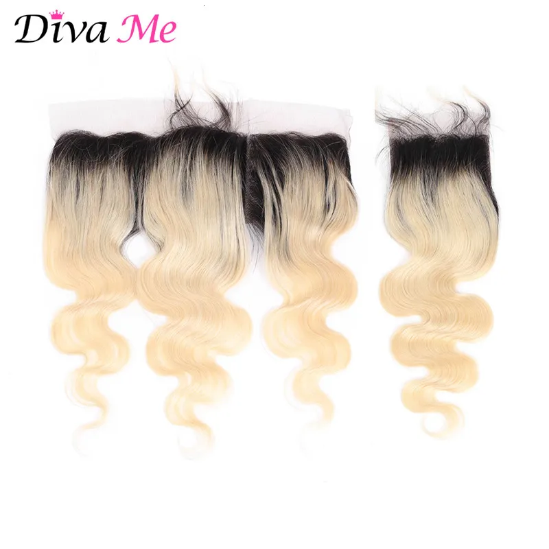 Lace Wigs 1B 613 Ombre Blonde 13x4 Transparent Frontal Closure 4x4 Human Hair Remy Brazilian Body Wave Ear To Only 230815