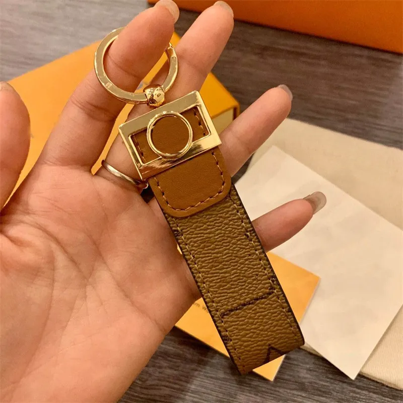 Luxury Brand Classical Keychain Gold Buckle Women Men Leather Keychains Lady Bag Car Key Pendant Multiple Styles Keys Chains With Box