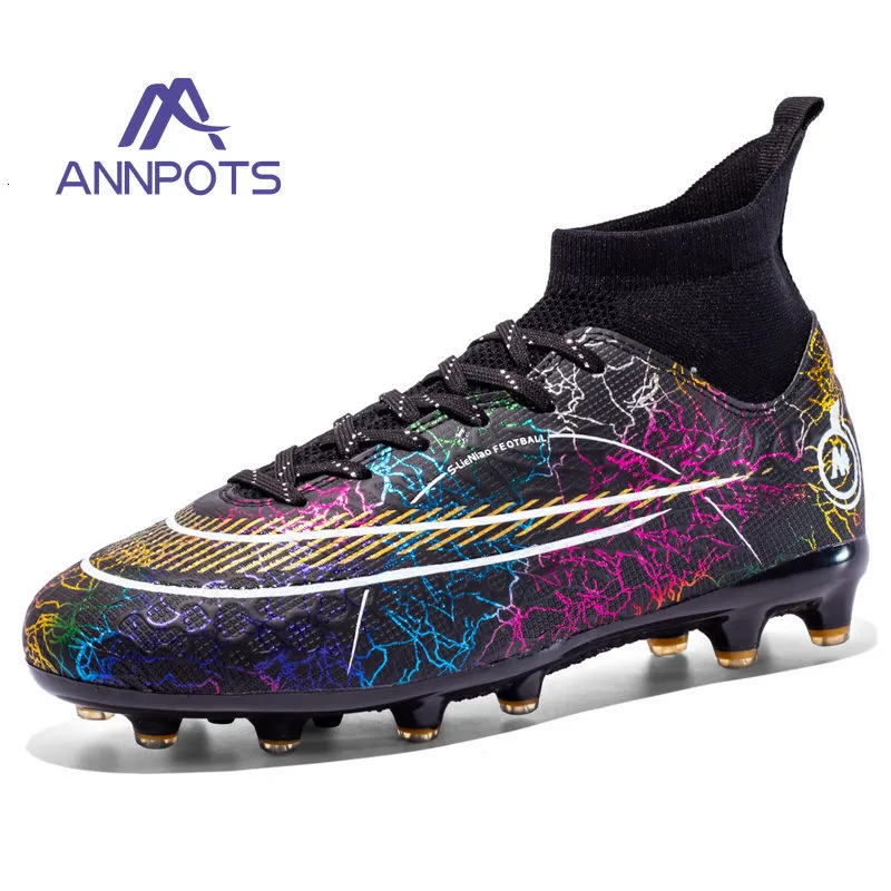 Men's Child's Dress Boots Sports High-top Soccer Shoes FG/TF Grass Anti-Slip Training Cleats Football Futsal Sneaker Foo 97e4