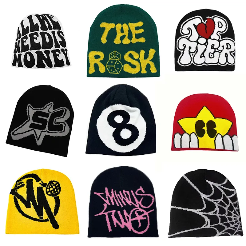 Beanieskull Caps 9 Styles y2k Moda Kafataları Çok Renkleri Jacquard Hat Kadın Erkekler Hip Hop Örtü Kapak Toptan Bonet Damla Aksesuarları 230816