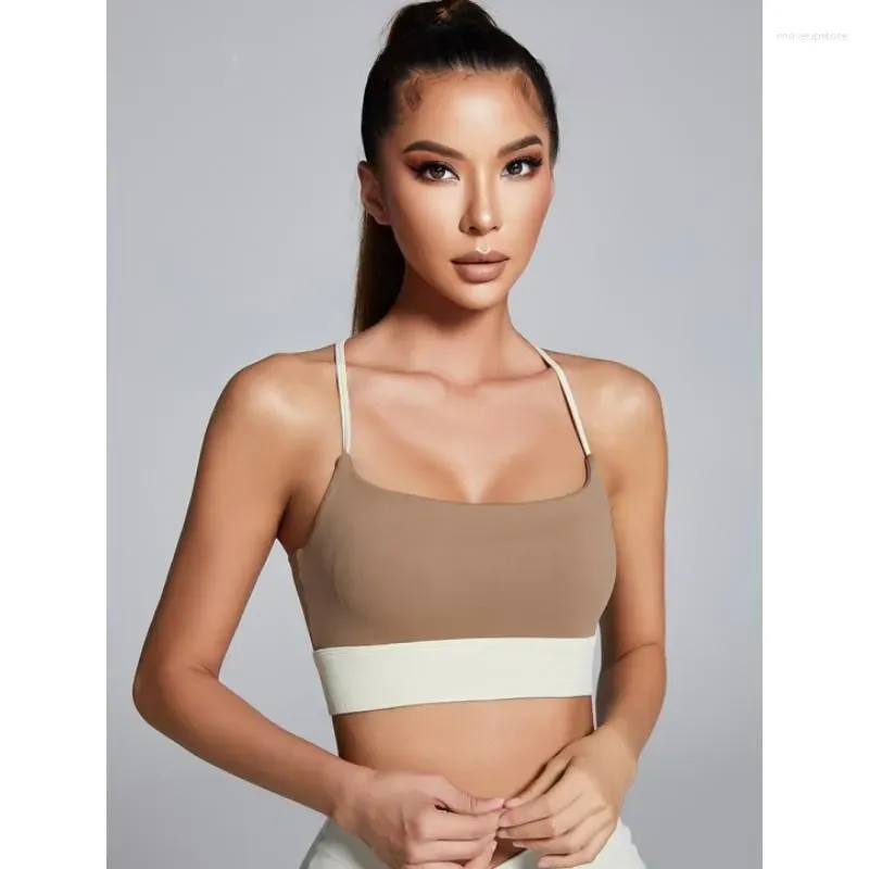 Womens Nude Patchwork Yoga Beige Sports Bra With Chest Pad Shockproof,  Quick Drying, And Tight Back For Cross Fitness Outfit From Lululu1, $54.73