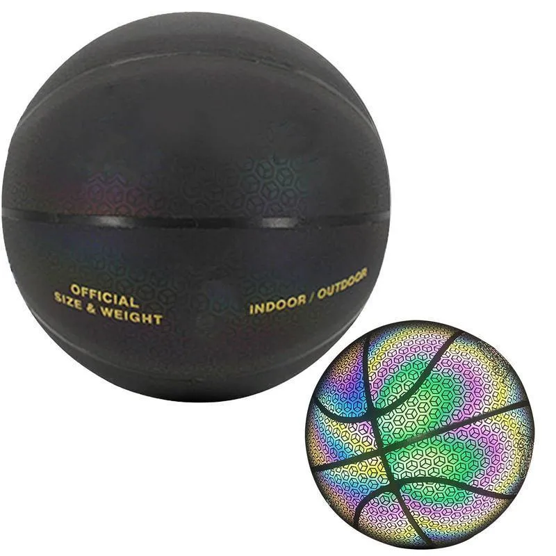 Bolas iluminam o tamanho do basquete 7 holograma iluminando a bola de basquete refletiva material de vidro brilhante para iluminar a câmera PO APS 230815