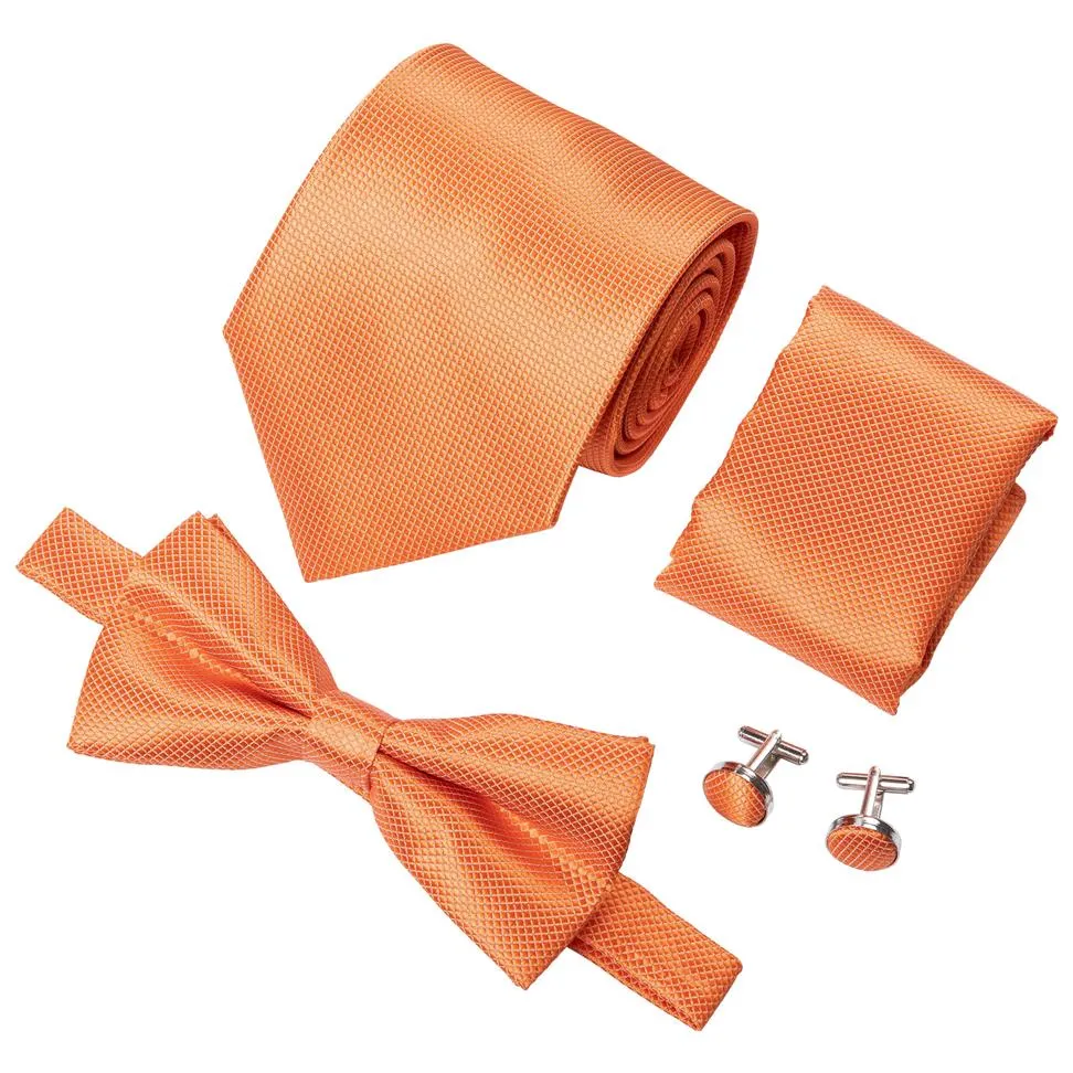 Mens Tie Designer Tie 100% Silk Tie med Bowtie vävt med näsduk manschetter Bröllopsklänning Fashion LH-0718 D-0266214B