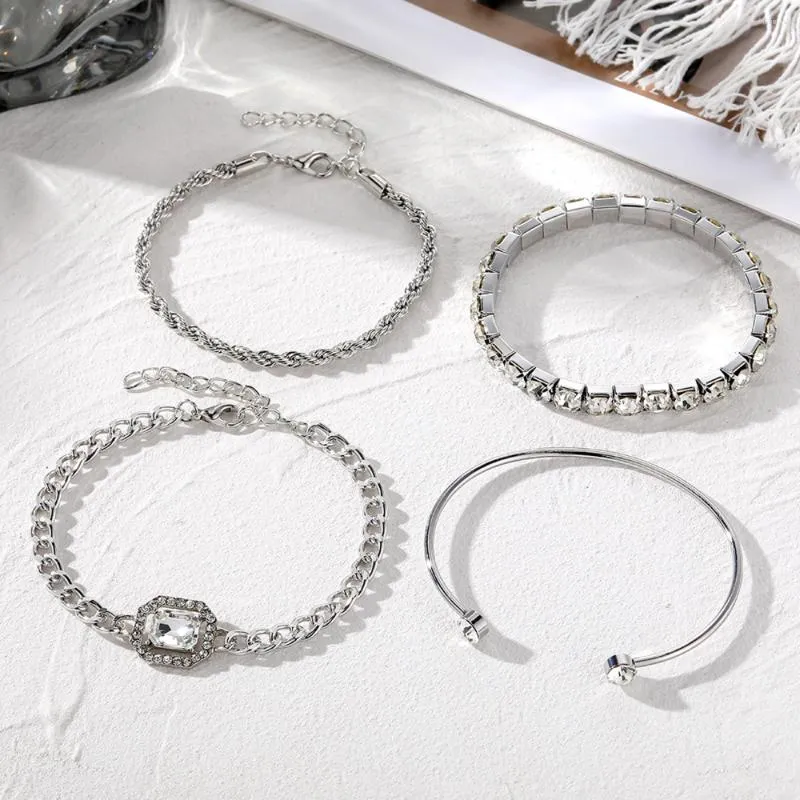 DHgate.com:4PCS Zircon Alloy Adjustable Bangle Fashion Retro