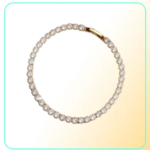 bracciale in oro da uomo bracciale tennis ghiacciato catena AAA Cubic Zirconia Bracciali da donna in argento Designer Catene con diamanti bianchi in rame B9737806