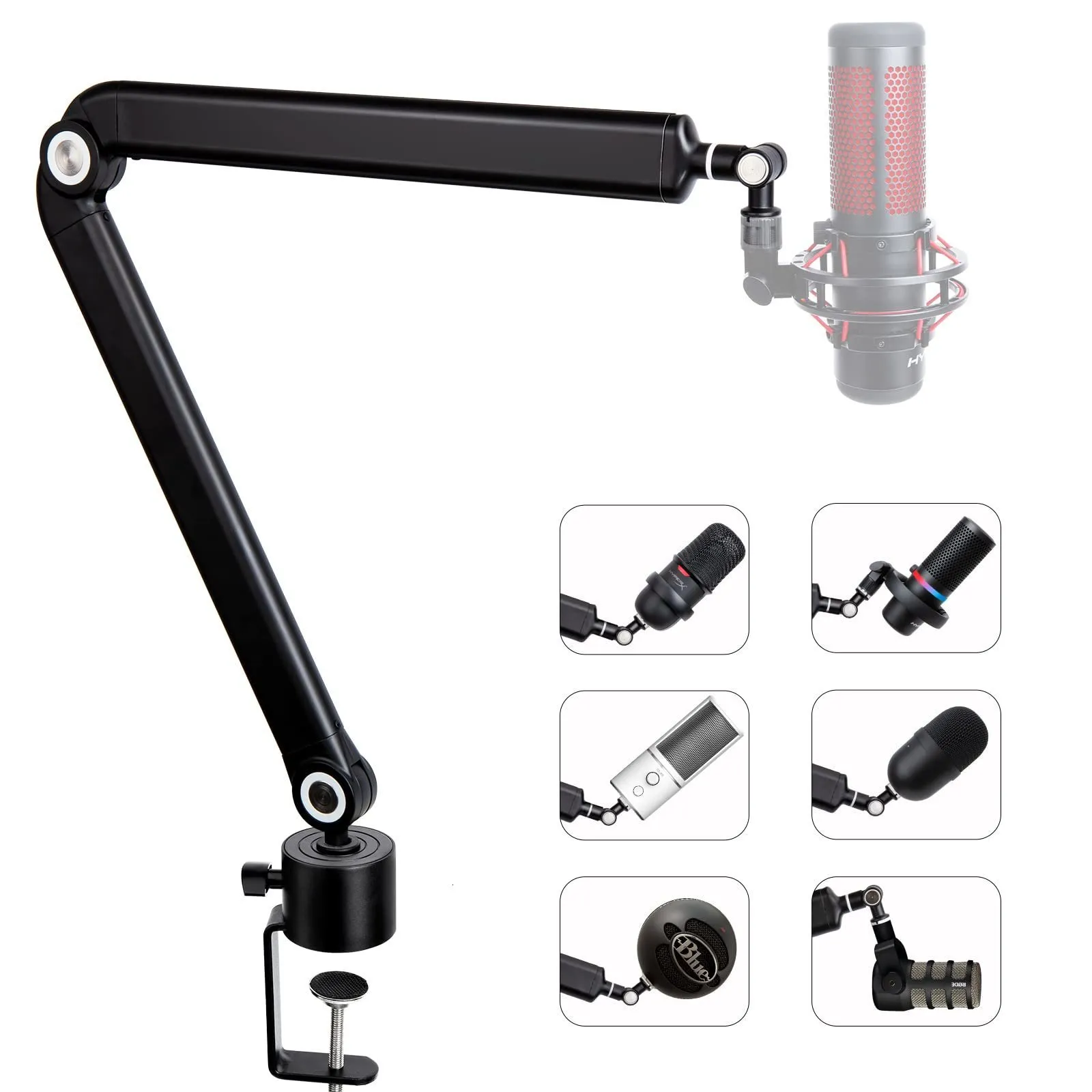 Flash Brackets Stand microfono ARM a forbice regolabile per Hyperx Quadcast MIC Condensatore USB che registra il boom della sospensione pesante 230816