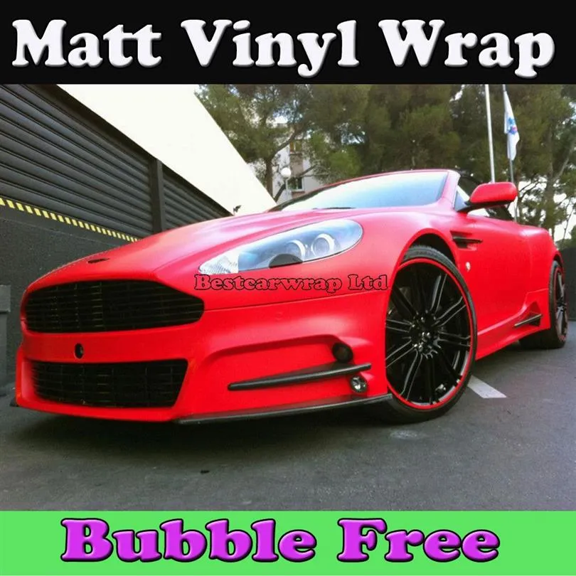 Matte RED Vinyl wrap with air release Matt vinyl red car wrap styling covers size 1 52x30m Roll 5x98ft284A