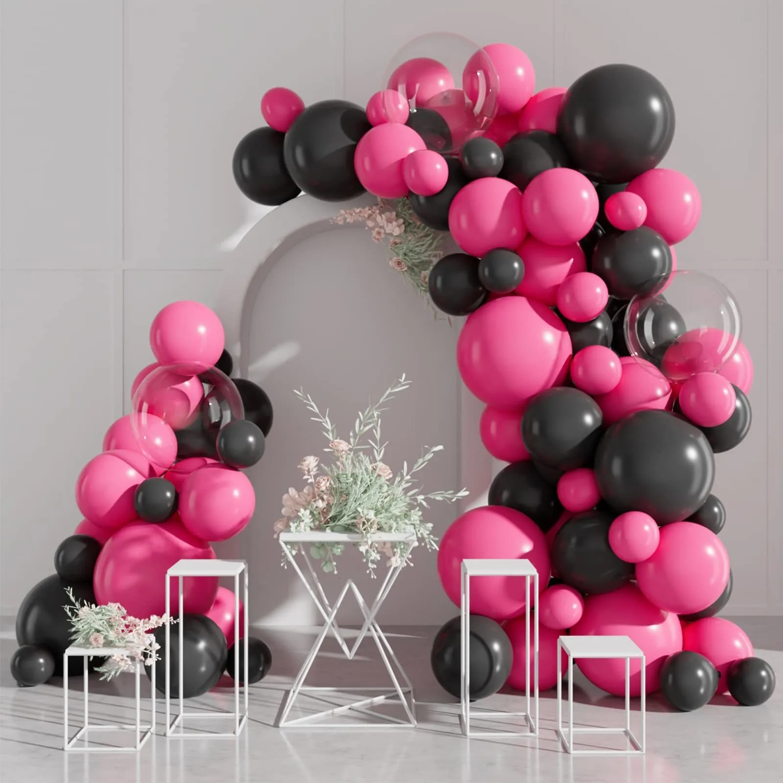 Other Event Party Supplies 103 Pcs Peach Pink Black 5" 10" 18" Balloon Garland Arch Kit Girls Birthday Baby Shower Wedding Bachelorette Decorations 230815