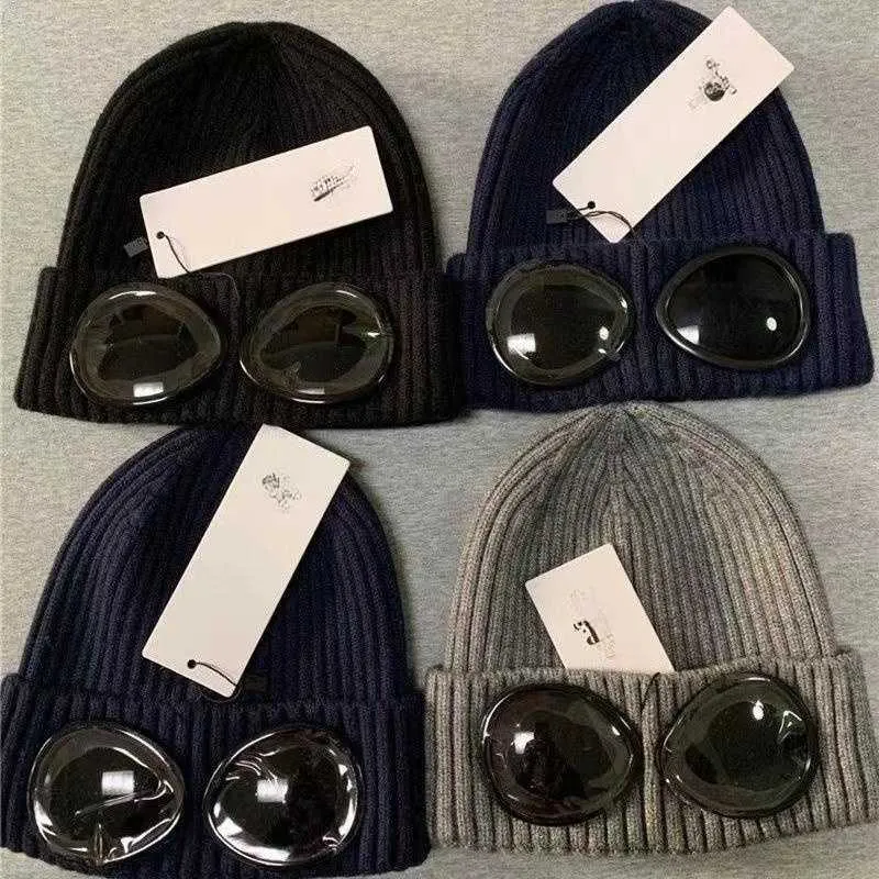 Beanie/Skull Caps Designe Caps Beanies Winter Glasses Hat Men Ribbed Knit Lens Beanie Hip Hop Knitted Hats
