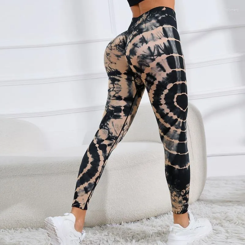 Pantaloni attivo leggings da donna palestra tintura senza cucitura per yoga push -up allenamento sport gambe fitness alto conquista