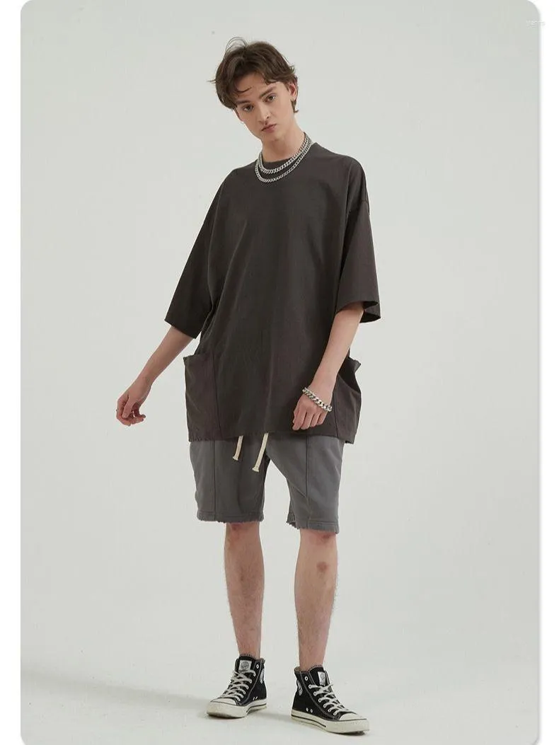 Men's T Shirts 250g & Unisex Drop Shoulder T-Shirt Summer Design Large Pocket Loose Tooling
