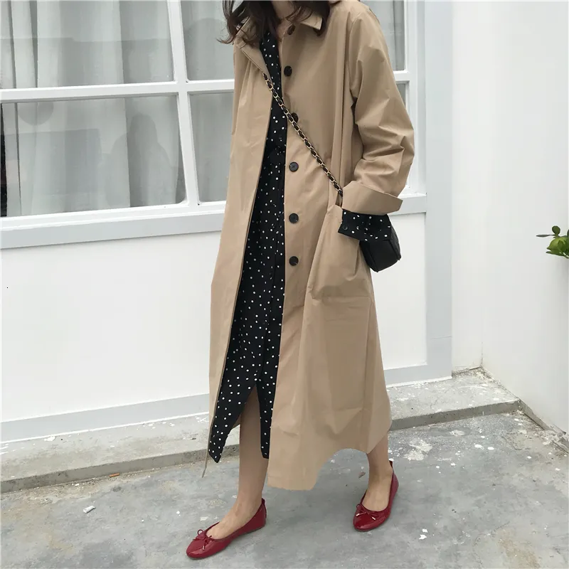 Frauen Trench Coat Herbst Herbst Langarm Umhang Weibliche Tasche Strickjacke gerade Hemd Windbreaker Amanteau Femme Hiver Overtock 230815