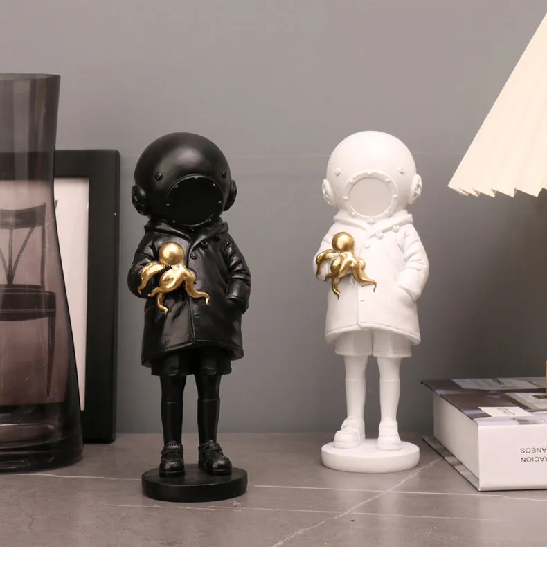 Statuette Decoration Blanche, Décor De Statue Pour Étagère, Figurine Abstraite Créative En Résine, Lecture D'un Livre, Sculptures Décorations Pour Bureau, Chambre À Coucher, Cadeaux Pour Les Amateurs