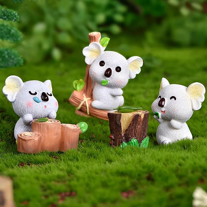 1PC Cute Cartoon Resin Koala Decorations Ornaments for Miniature Fairy Garden Micro Landscape Cake Car Home Garden Decor