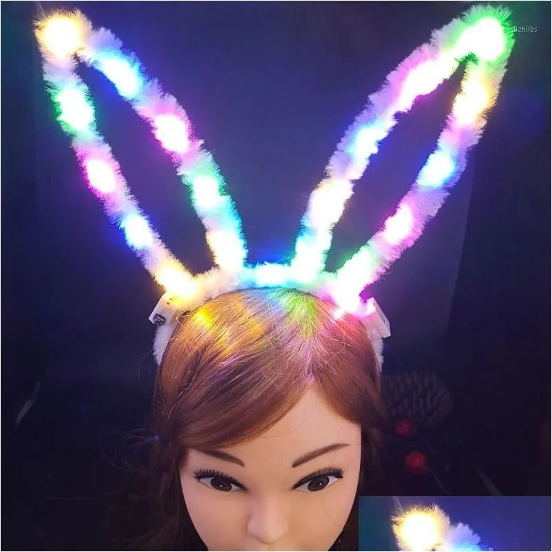 Decoração de festa 10pcs 18,5 cm LED orelhas longas e luminárias Mulheres meninas iluminam acessórios de cabelo Halloween Rave Supplies Drop dell DHE75