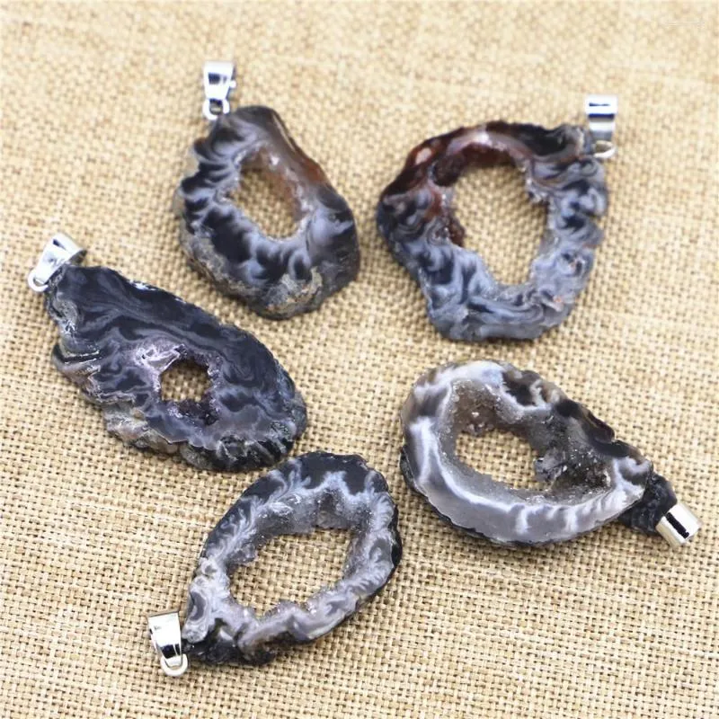 Kolye Kolyeleri Moda Doğal Taş Druze Agate Charm Lrregüler Şekla Diy Kadın Takı Leopar Baskı Kolye Boyut 25-40mm 4pcs