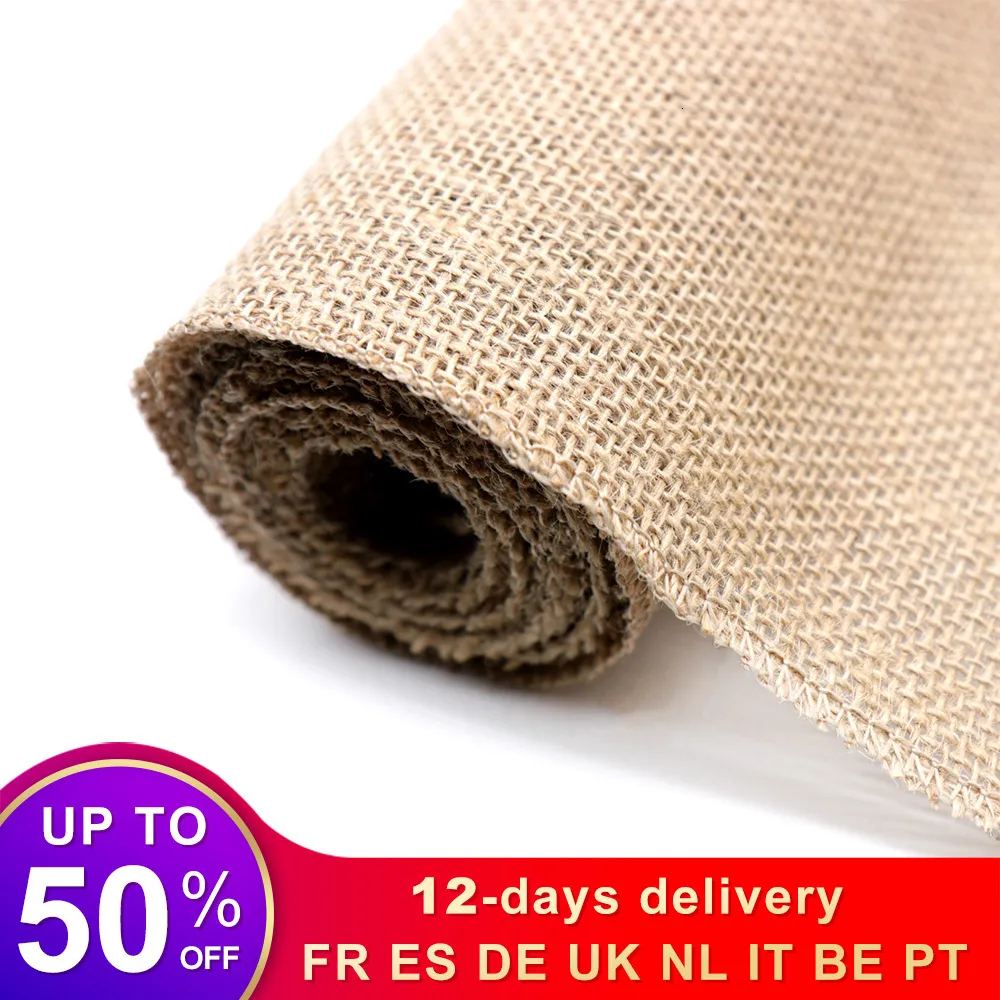 Tabel Runner Vintage Burlap Hessian Table Runner Natural Jute Country Wedding Party Decoratie Huistextiel voor Kersttafel Lopers 230815