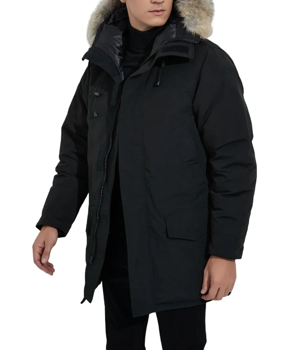 Goose Down Coat men winter jackets real wolf fur collar hooded outdoor warm and windproof coats with removable cap parka mens oute247w