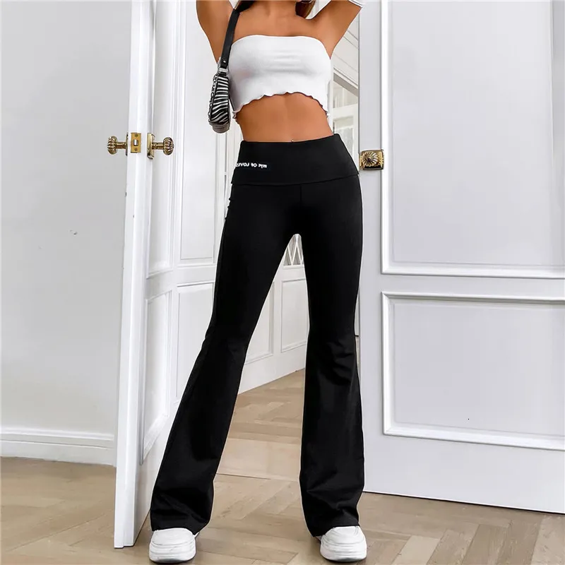 Micro Flared Shark Flare Leggings Crossover For Women High Waist