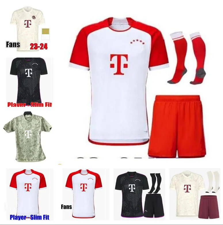 Lewandowski Bayern Munich Soccer Jerseys 22 23 24 Gravenberch Sane Mazraoui Muller Davies Kimmich Football Top Shirts Men Kids Kit Coman 2023 Fans uniformes Joueurs