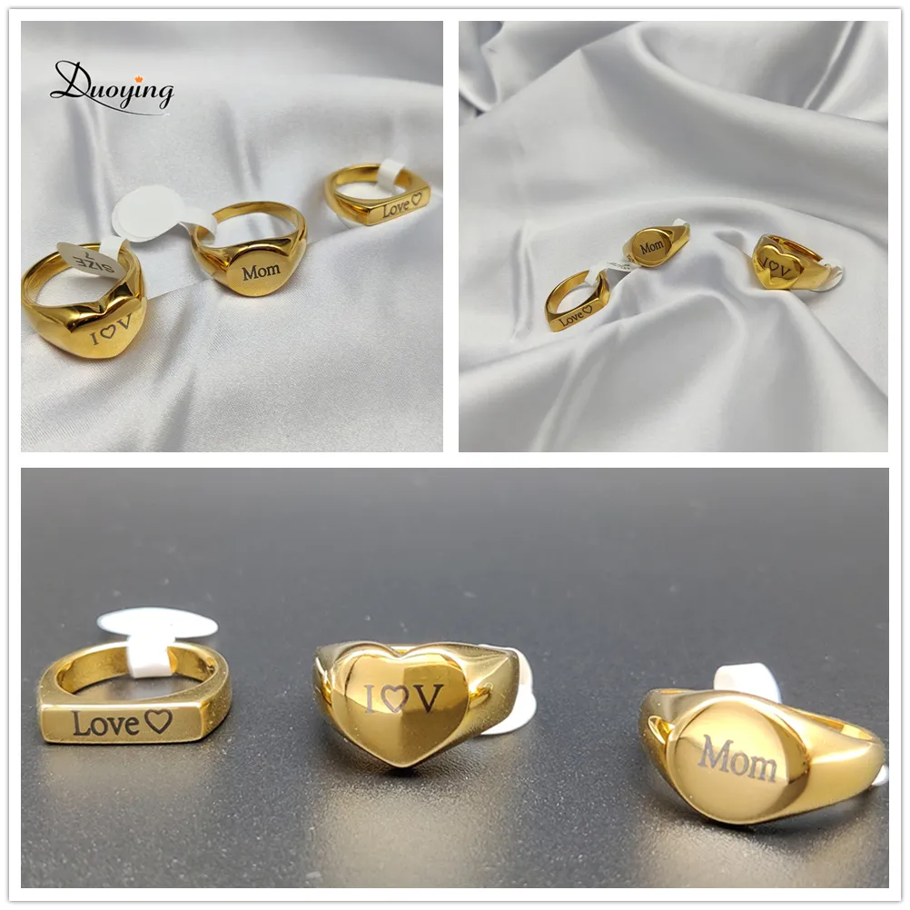 Anelli di nozze Duoying Anello personalizzato a forma di cuore personalizzato Lettera iniziale Gioielli Mom Custidate Gift 230815