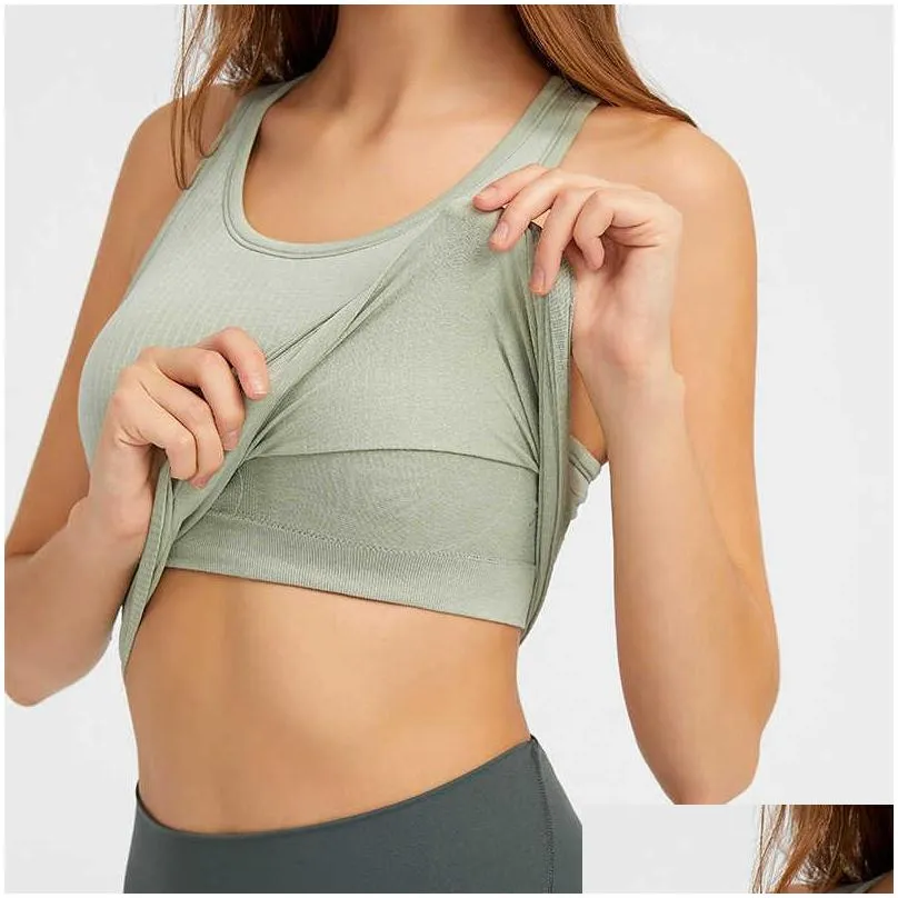 Racerback Tank Top LU-191 Snug Fit Sleeveless Yoga Shirt Brushed Women Workout Top Sports Shirt with Padded Bra