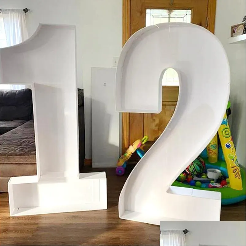 Feestdecoratie 1m nt Big Number 1 2 3 4 5 Ballonvulingsdoos Stand Diy Baby Birthday Organic Mozaïek Decor Frame Jubileum Drop de Dhymx