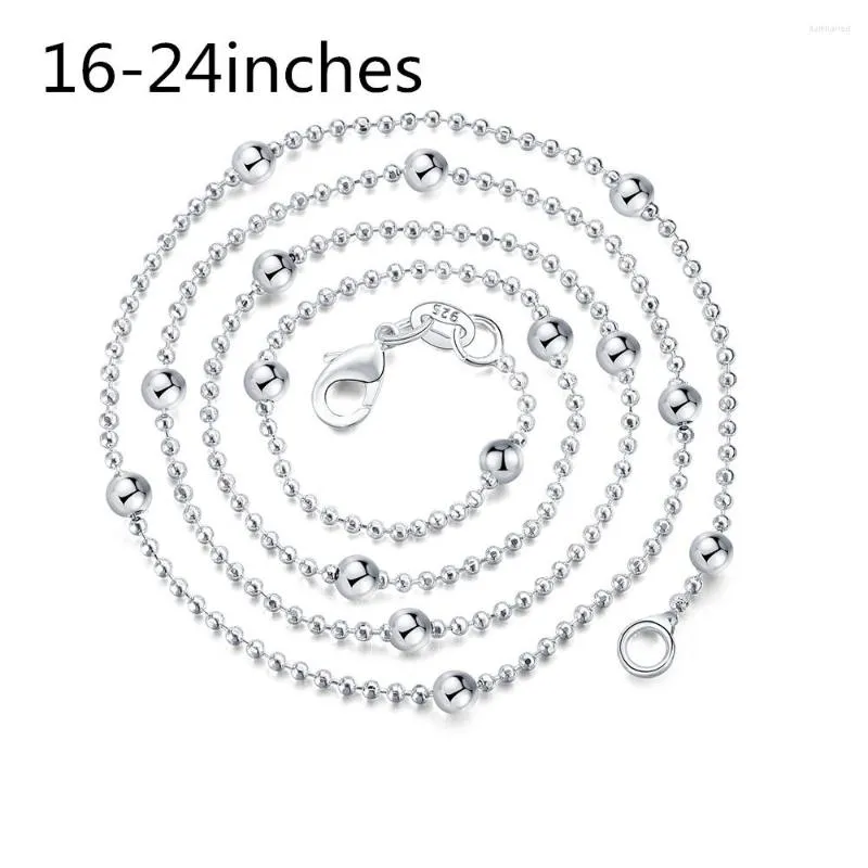 Kedjor koreansk mode 925 sterling silver charms runda pärlkedja halsband för kvinnor 16-24 tum parti bröllop smycken tillbehör gåva