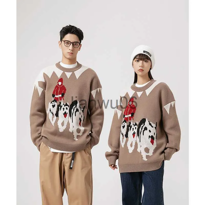Men s Sweaters Men Hip Hop Streetwear Harajuku Sweaters Vintage Retro Japanese Style Cartoon Cute Dog Jacquard Knitted Sweater Autumn Pullovers