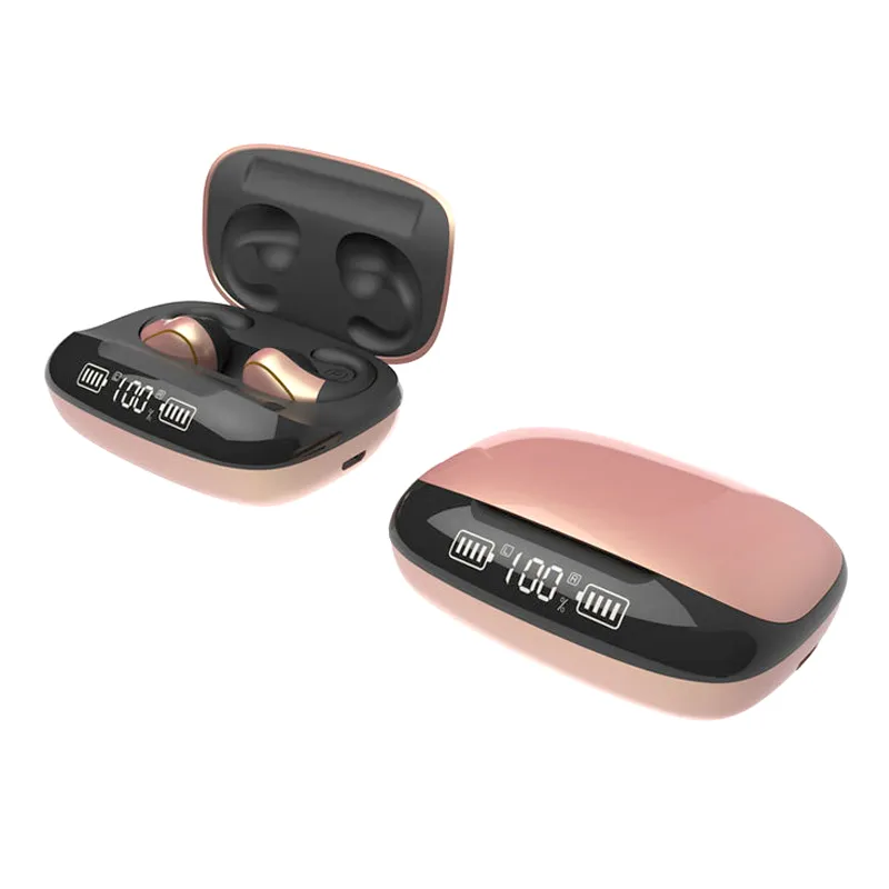 TWS-oortelefoon Hangend oor Draadloos Stereo Roségoud Meisjeshoofdtelefoon Ruisonderdrukkende Bluetooth-headset Waterdicht Sport Voor Apple 14 13 iOS Android mobiele telefoon