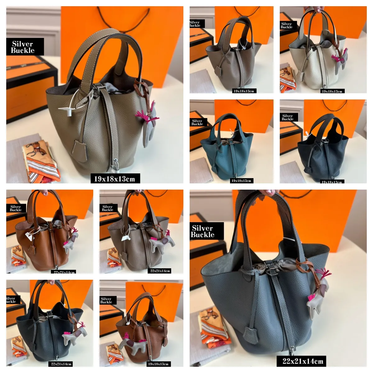 Designer Bucket Bag Shoulder Bags for Women Genuine Leather Drawstring Handbag Gold or Silver Chain Luxury Tote Bag Fashion Camping Travel Shopping Beach