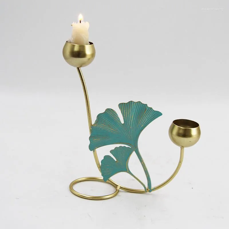 Candle Holders Wrought Iron Hand-painted Leaves Creative Home Living Bar Table Decoration Ornamentsc Candlelight Dinner Props